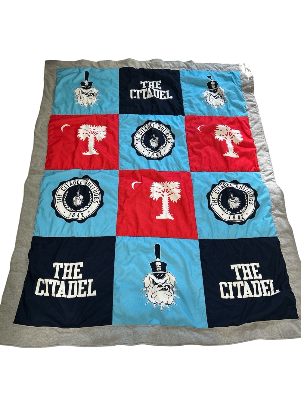 League Collegiate Outfitters Citadel Bulldogs T Shirt Quilted Blanket 60"x72"